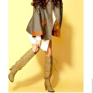 Gucci 💚❤️ LISA GG Monogram Knee High Heel Boots  37 6.5 7